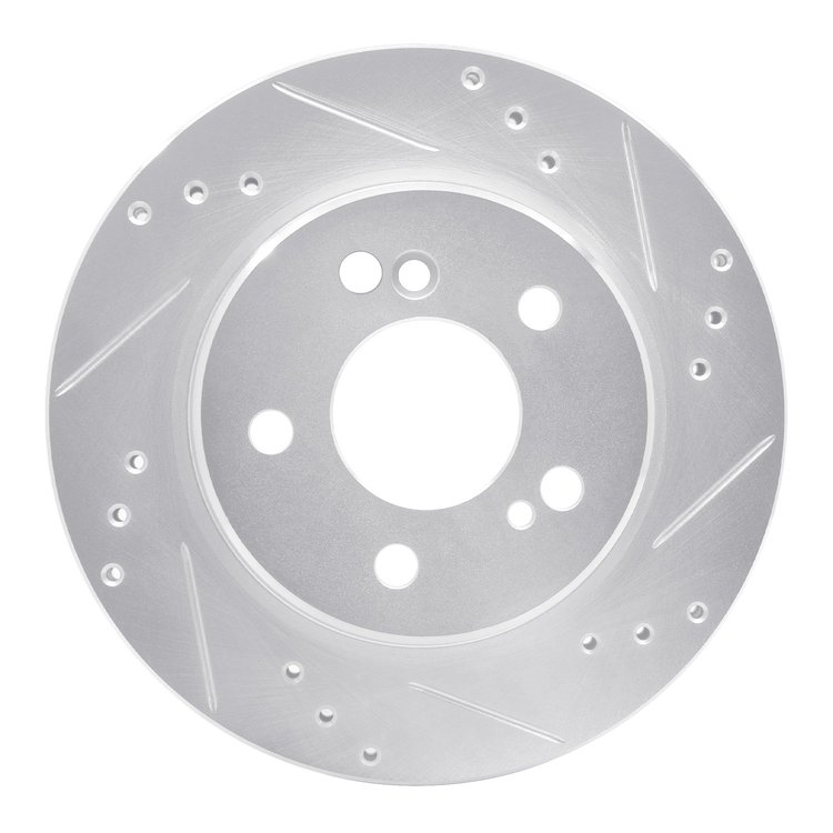 631-63025R Drilled/Slotted Brake Rotor [Silver], 1992-1994 Mercedes-Benz, Position: Rear Right