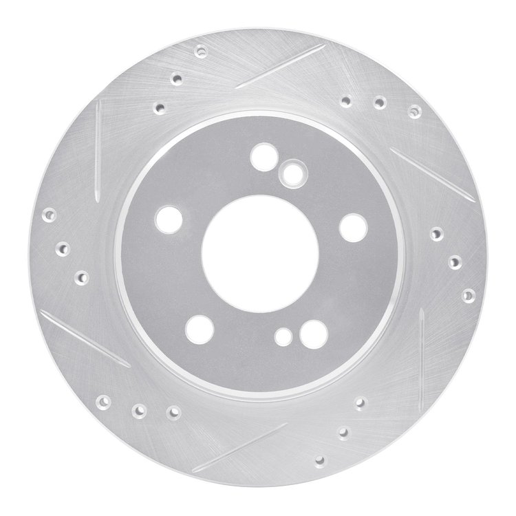 631-63026L Drilled/Slotted Brake Rotor [Silver], 1992-1995 Mercedes-Benz, Position: Rear Left