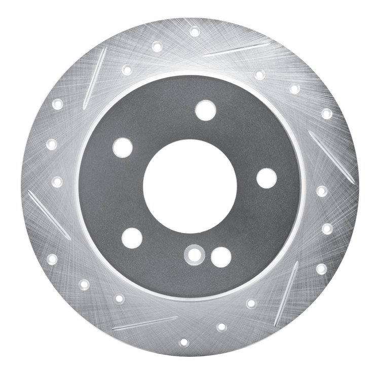 631-63027L Drilled/Slotted Brake Rotor [Silver], 1994-1998 Mercedes-Benz, Position: Rear Left