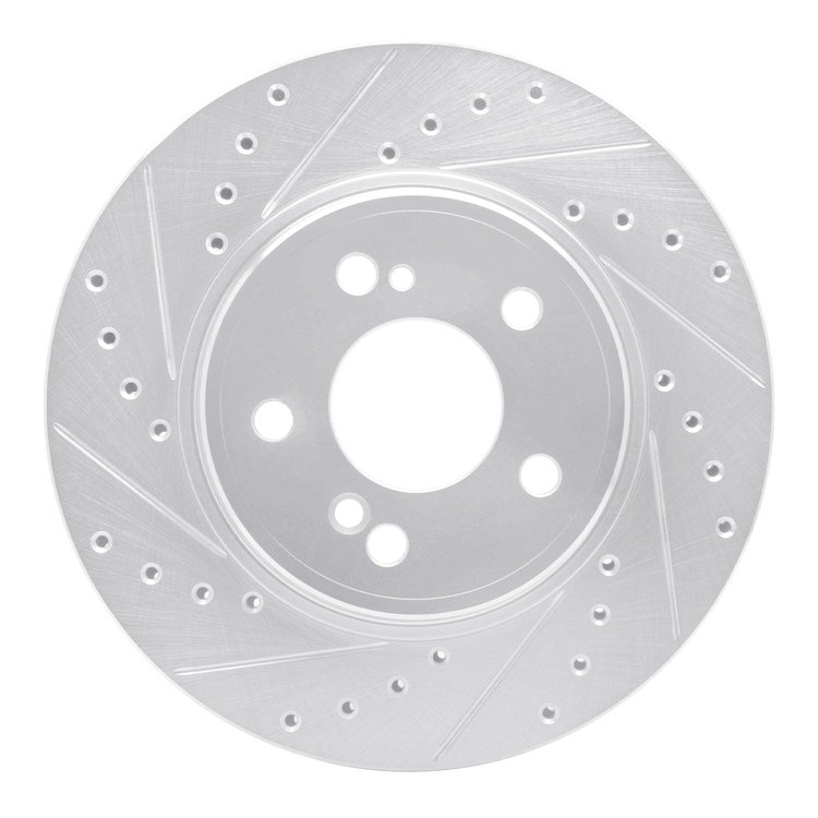 631-63030L Drilled/Slotted Brake Rotor [Silver], 1993-2002 Mercedes-Benz, Position: Rear Left
