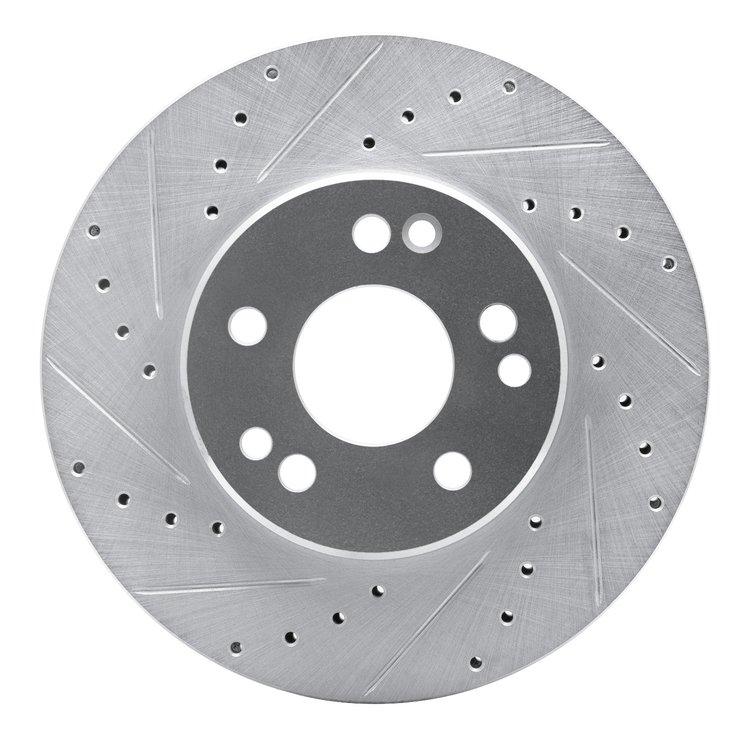 631-63031L Drilled/Slotted Brake Rotor [Silver], 1990-1995 Mercedes-Benz, Position: Front Left