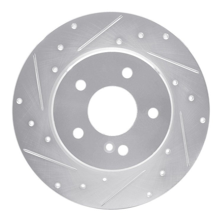 631-63032L Drilled/Slotted Brake Rotor [Silver], 1994-2011 Mercedes-Benz, Position: Rear Left