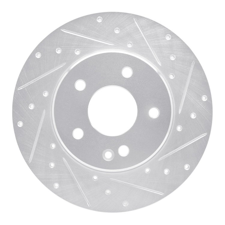631-63036R Drilled/Slotted Brake Rotor [Silver], 1997-1998 Mercedes-Benz, Position: Front Right