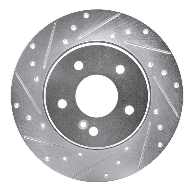 631-63037L Drilled/Slotted Brake Rotor [Silver], 1998-2003 Mercedes-Benz, Position: Rear Left