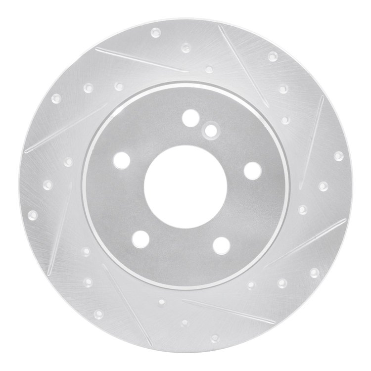 631-63037R Drilled/Slotted Brake Rotor [Silver], 1998-2003 Mercedes-Benz, Position: Rear Right