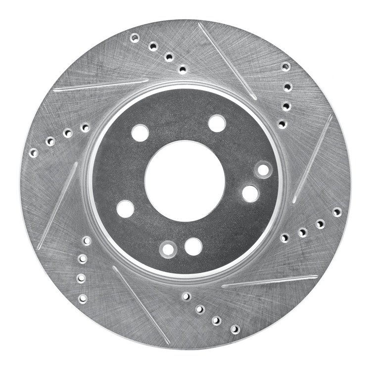 631-63047R Drilled/Slotted Brake Rotor [Silver], 1996-2015 Mercedes-Benz, Position: Front Right