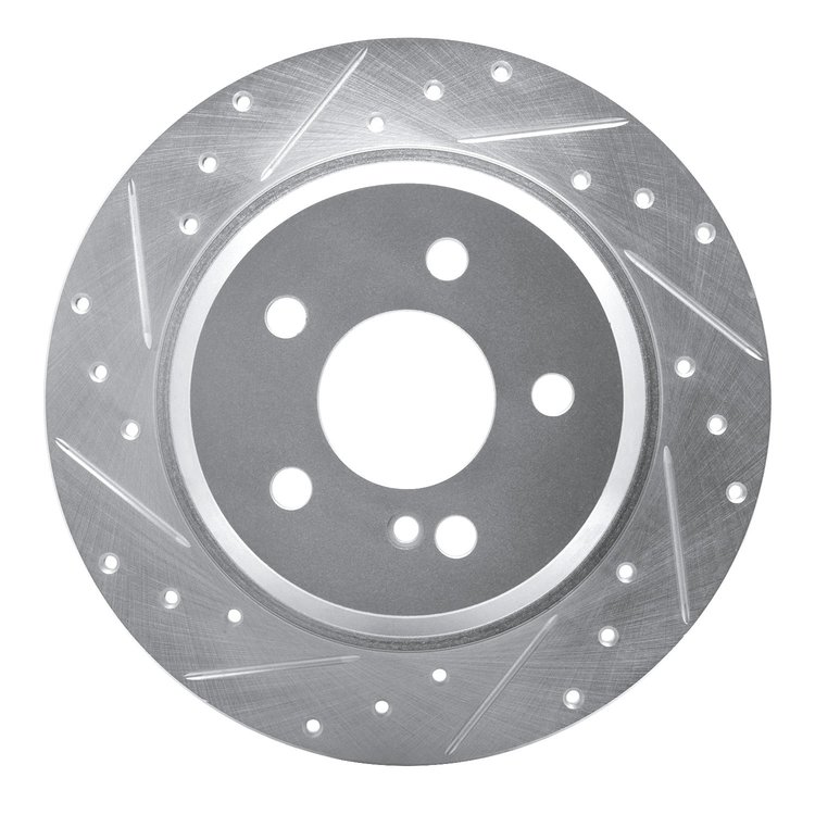 631-63051L Drilled/Slotted Brake Rotor [Silver], 2003-2016 Mercedes-Benz, Position: Rear Left