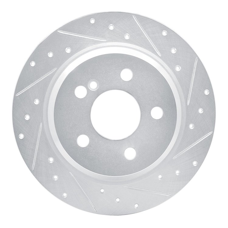 631-63051R Drilled/Slotted Brake Rotor [Silver], 2003-2016 Mercedes-Benz, Position: Rear Right