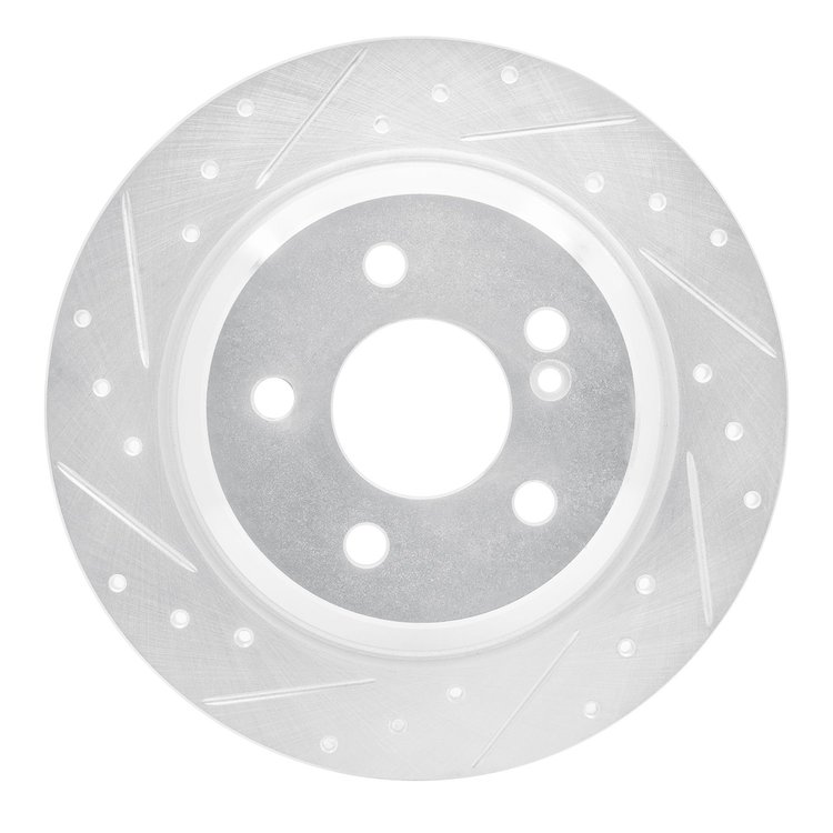 631-63060L Drilled/Slotted Brake Rotor [Silver], 2003-2006 Mercedes-Benz, Position: Rear Left