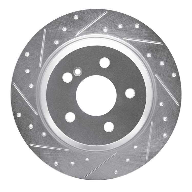 631-63078L Drilled/Slotted Brake Rotor [Silver], 2007-2013 Mercedes-Benz, Position: Rear Left
