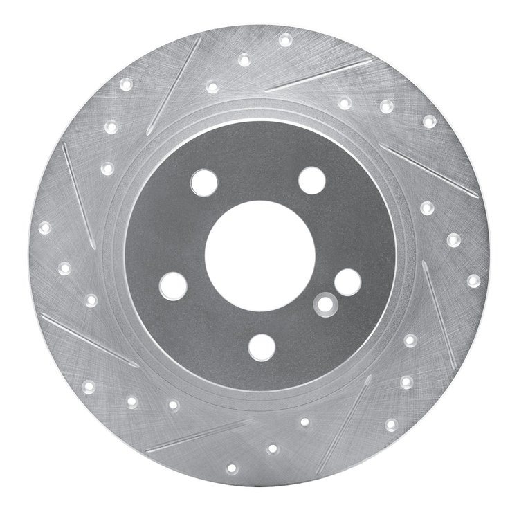 631-63086L Drilled/Slotted Brake Rotor [Silver], 2008-2015 Mercedes-Benz, Position: Rear Left