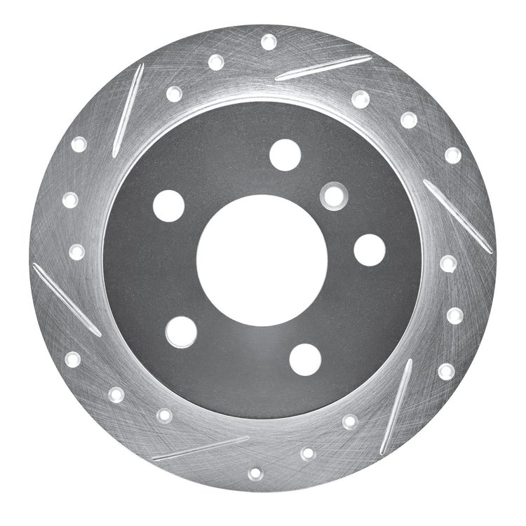 631-63087L Drilled/Slotted Brake Rotor [Silver], 2006-2011 Mercedes-Benz, Position: Rear Left