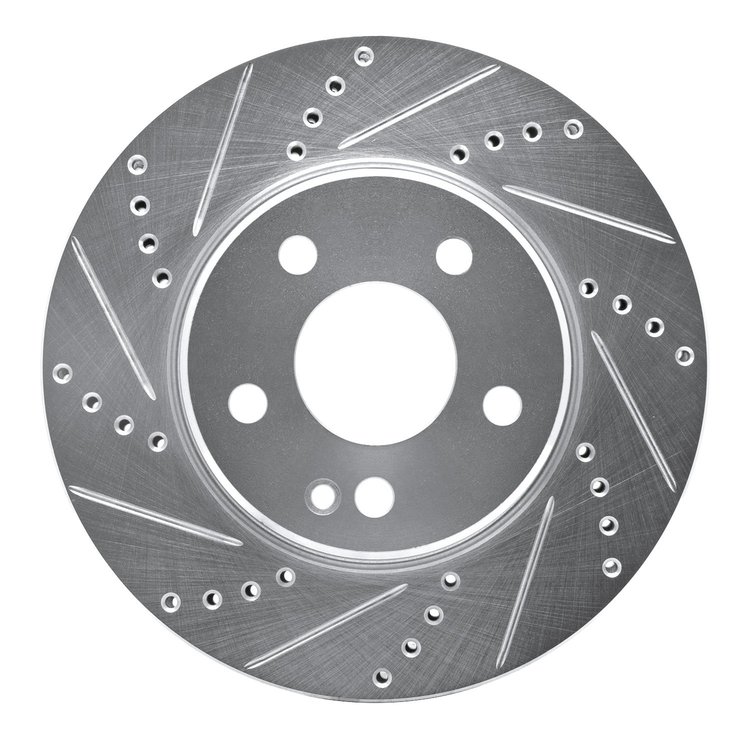 631-63088L Drilled/Slotted Brake Rotor [Silver], 2006-2011 Mercedes-Benz, Position: Front Left