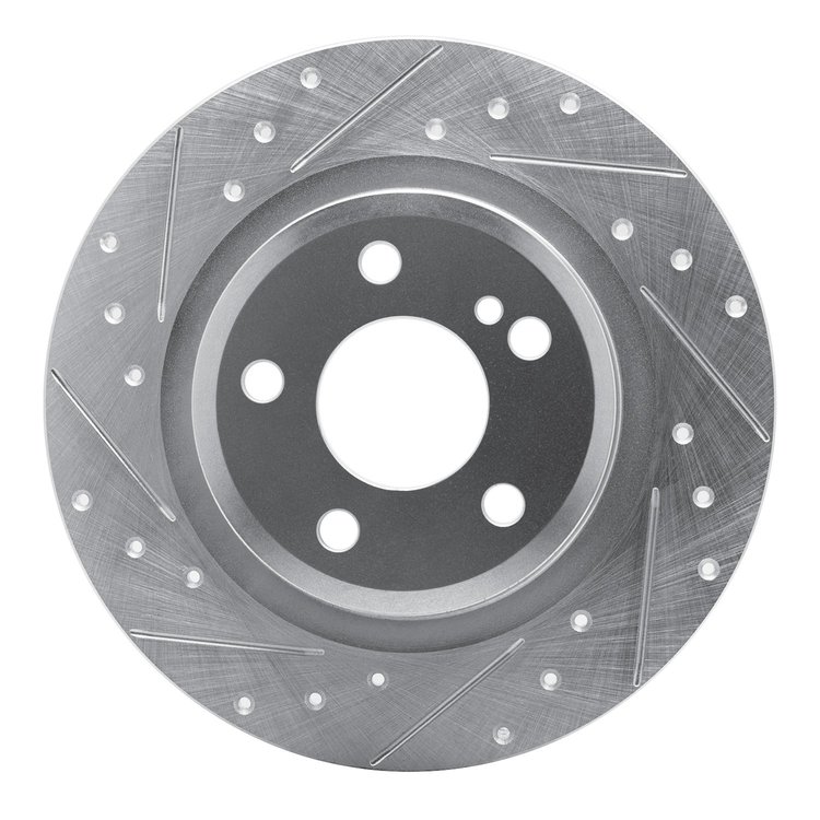 631-63099L Drilled/Slotted Brake Rotor [Silver], 2012-2020 Mercedes-Benz, Position: Rear Left