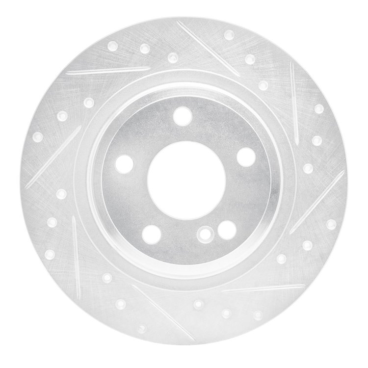 631-63099R Drilled/Slotted Brake Rotor [Silver], 2012-2020 Mercedes-Benz, Position: Rear Right