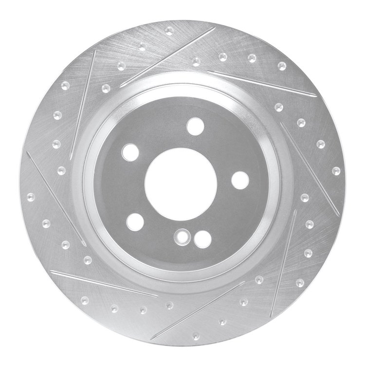 631-63102L Drilled/Slotted Brake Rotor [Silver], 2013-2020 Mercedes-Benz, Position: Rear Left