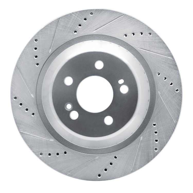 631-63113L Drilled/Slotted Brake Rotor [Silver], 2014-2021 Mercedes-Benz, Position: Rear Left
