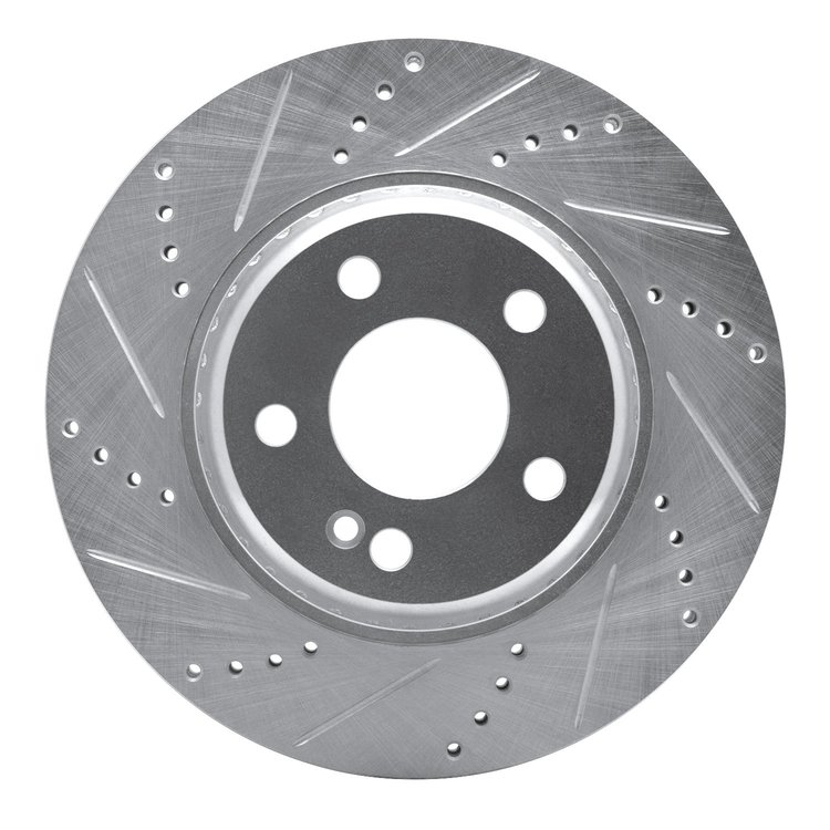 631-63118L Drilled/Slotted Brake Rotor [Silver], Fits Select Mercedes-Benz, Position: Rear Left