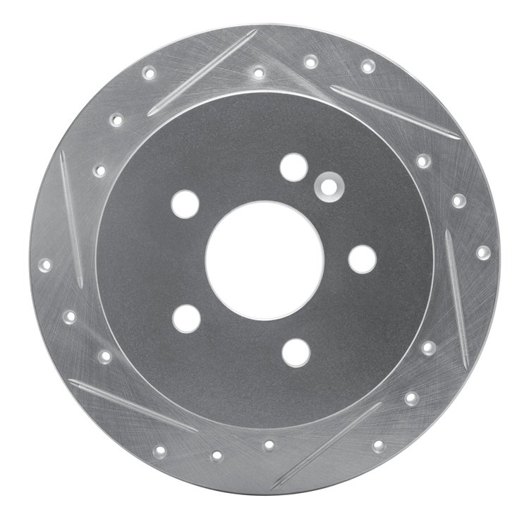 631-63123L Drilled/Slotted Brake Rotor [Silver], 1998-2005 Mercedes-Benz, Position: Rear Left