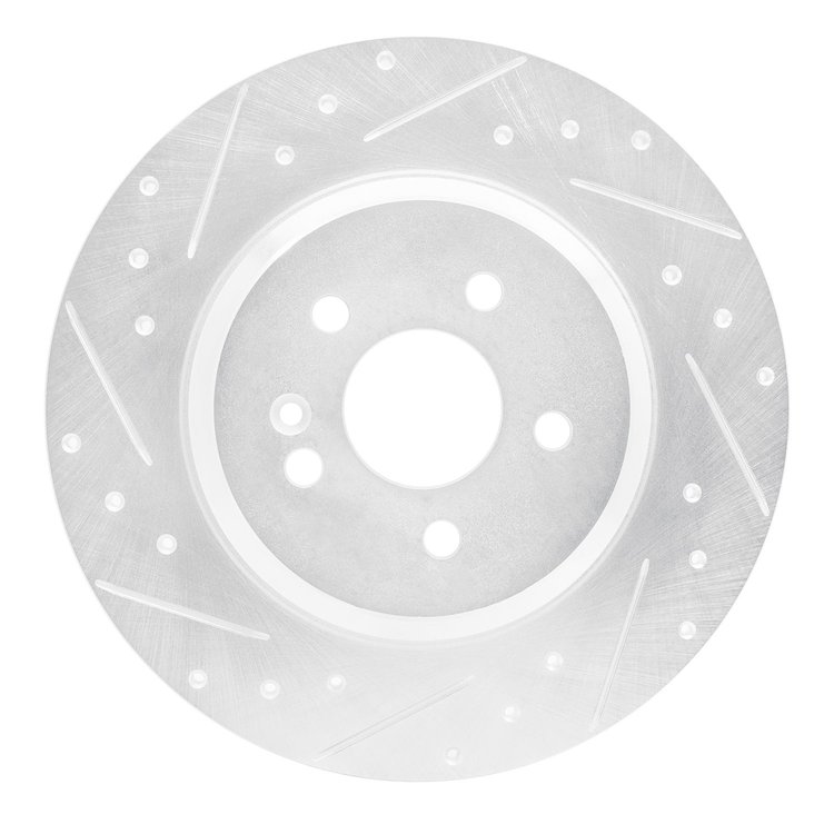 631-63125L Drilled/Slotted Brake Rotor [Silver], 2000-2005 Mercedes-Benz, Position: Rear Left