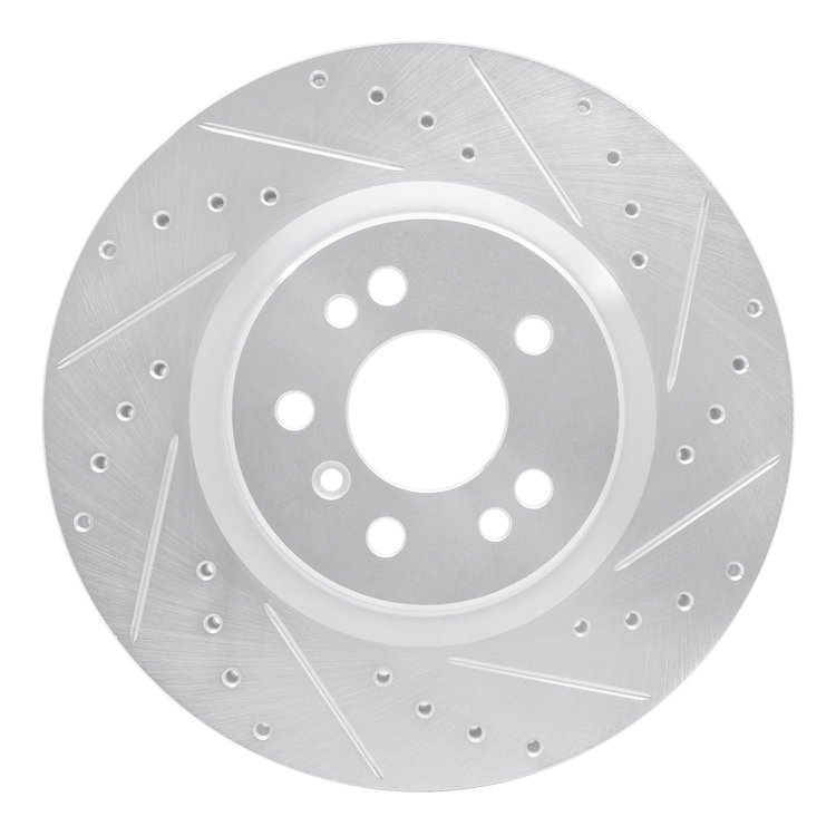 631-63128R Drilled/Slotted Brake Rotor [Silver], 2006-2012 Mercedes-Benz, Position: Front Right