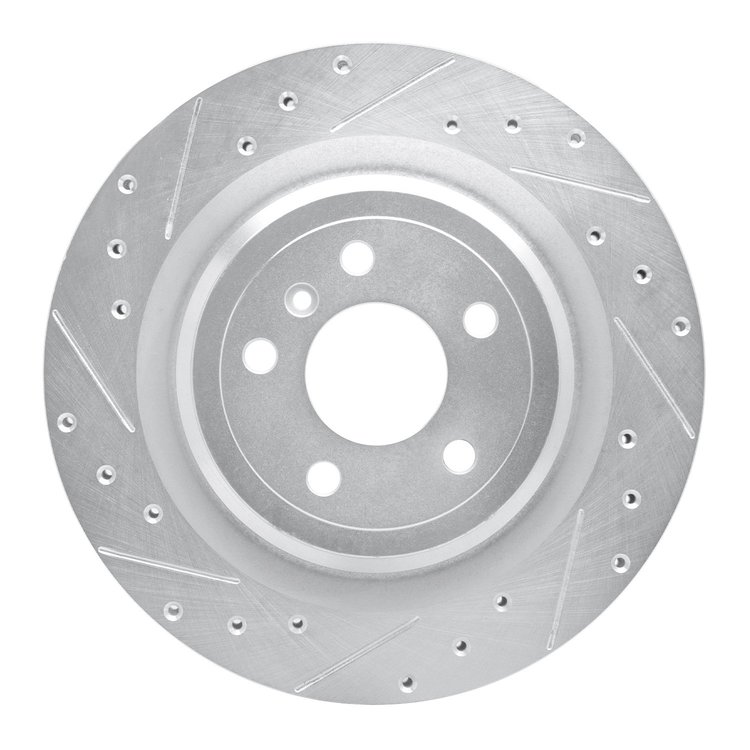 631-63140L Drilled/Slotted Brake Rotor [Silver], 2012-2019 Mercedes-Benz, Position: Rear Left