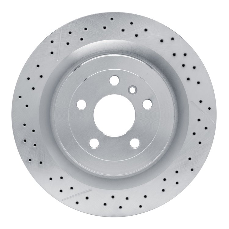 631-63141 Drilled/Slotted Brake Rotor [Silver], 2012-2019 Mercedes-Benz, Position: Rear