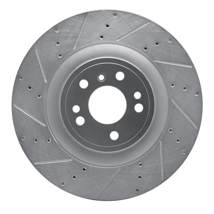 631-63146L Drilled/Slotted Brake Rotor [Silver], 2013-2019 Mercedes-Benz, Position: Front Left