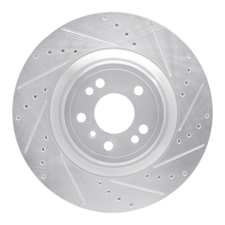 631-63146R Drilled/Slotted Brake Rotor [Silver], 2013-2019 Mercedes-Benz, Position: Front Right