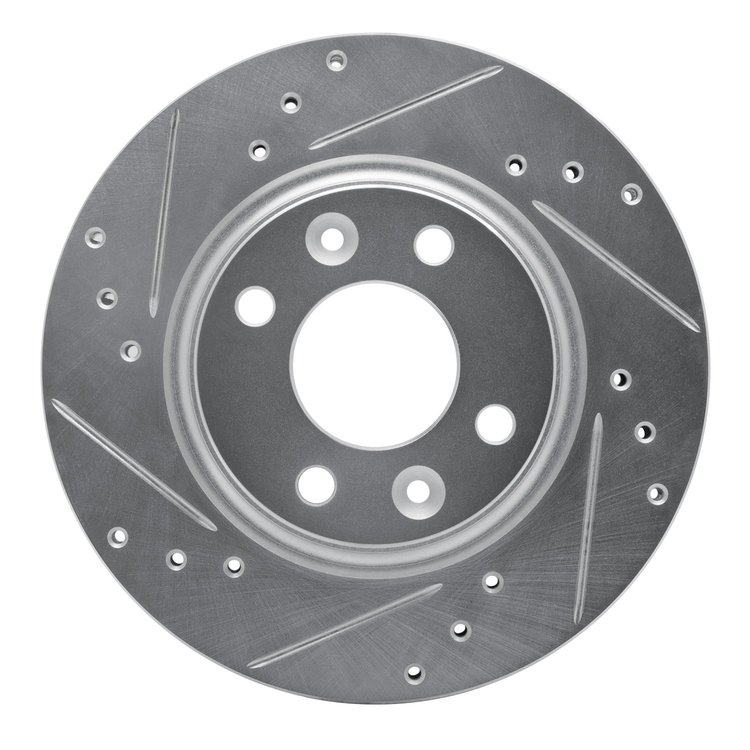 631-63159L Drilled/Slotted Brake Rotor [Silver], 2015-2019 Multiple Makes/Models, Position: Front Left