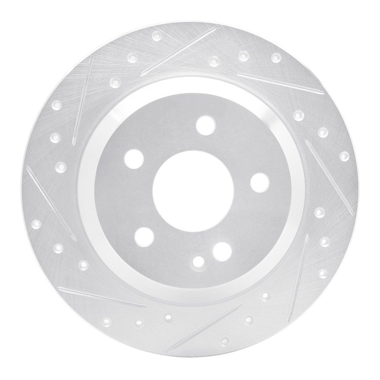 631-63161L Drilled/Slotted Brake Rotor [Silver], Fits Select Mercedes-Benz, Position: Rear Left