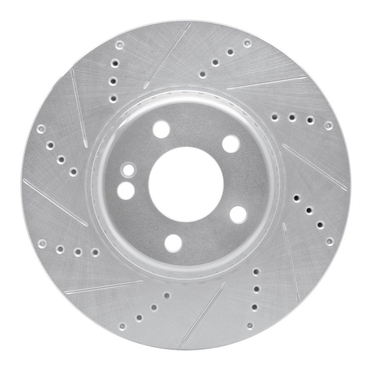 631-63162L Drilled/Slotted Brake Rotor [Silver], Fits Select Mercedes-Benz, Position: Rear Left