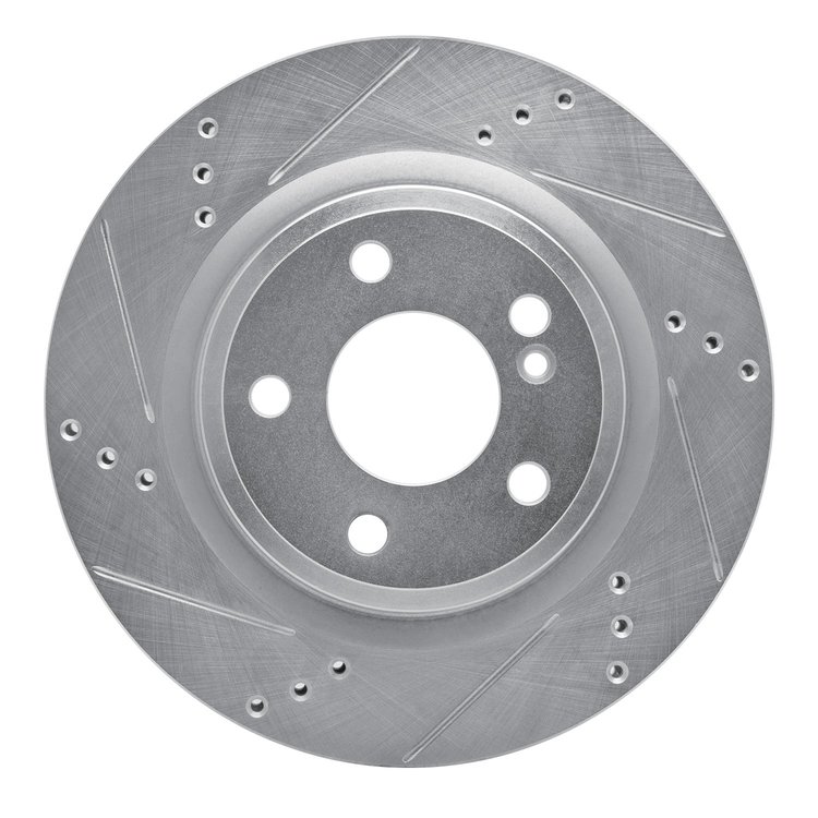 631-63163L Drilled/Slotted Brake Rotor [Silver], 2014-2019 Mercedes-Benz, Position: Rear Left