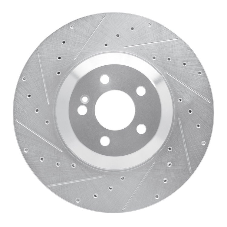 631-63166L Drilled/Slotted Brake Rotor [Silver], Fits Select Mercedes-Benz, Position: Rear Left