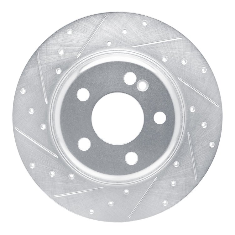 631-63173L Drilled/Slotted Brake Rotor [Silver], 2015-2021 Mercedes-Benz, Position: Rear Left