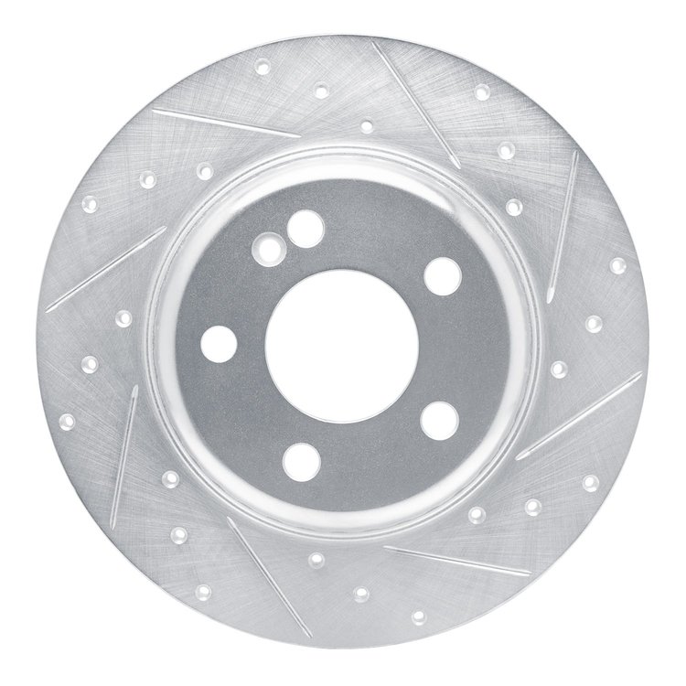 631-63173R Drilled/Slotted Brake Rotor [Silver], 2015-2021 Mercedes-Benz, Position: Rear Right