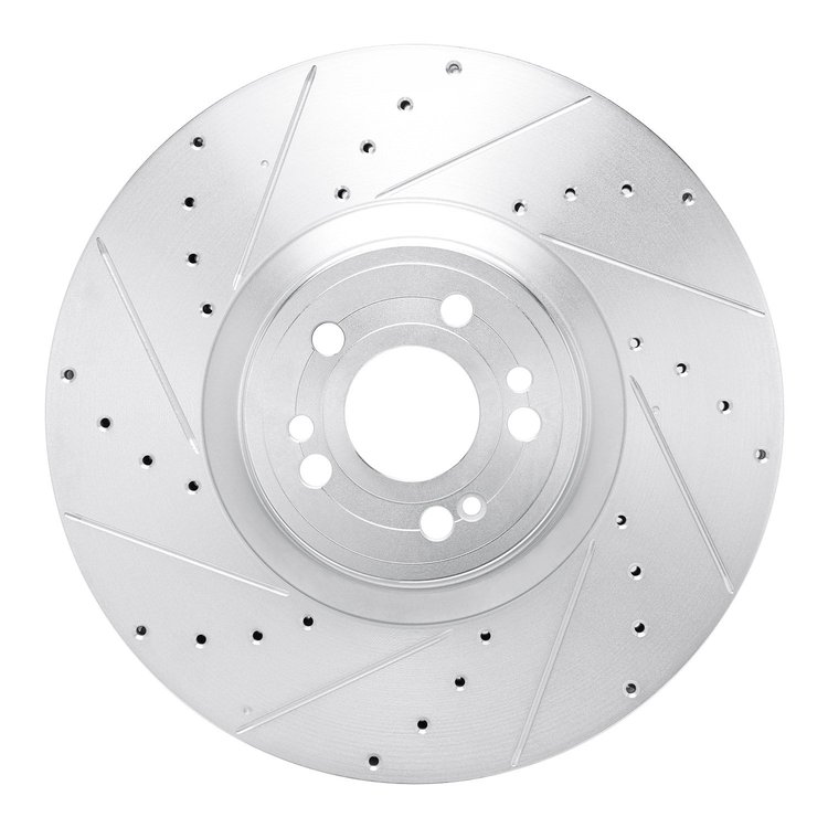 631-63180L Drilled/Slotted Brake Rotor [Silver], Fits Select Mercedes-Benz, Position: Front Left