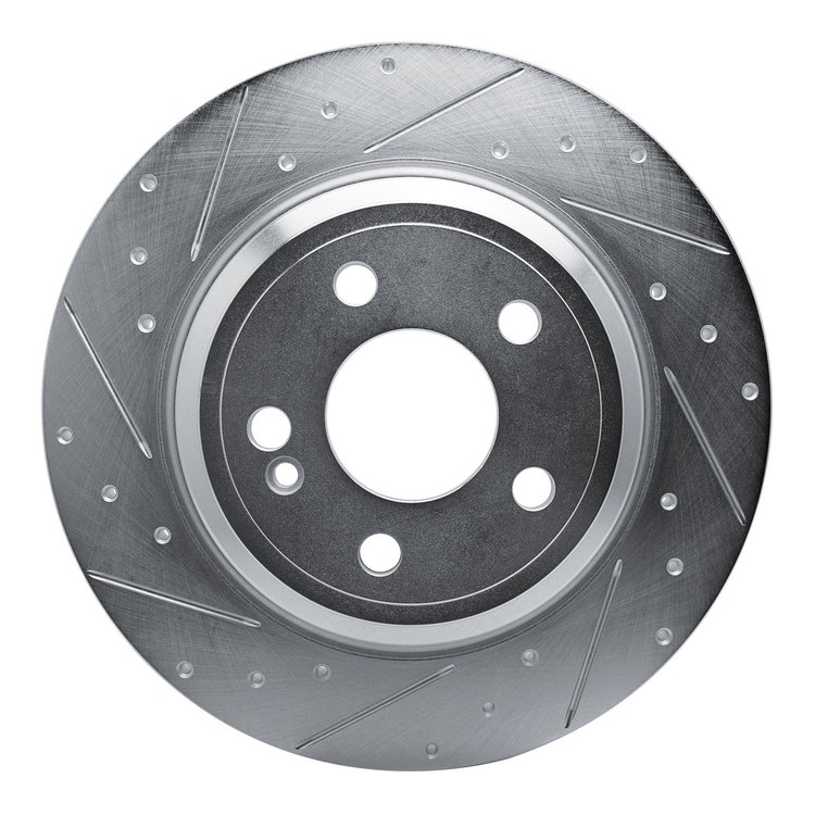 631-63182L Drilled/Slotted Brake Rotor [Silver], Fits Select Mercedes-Benz, Position: Rear Left