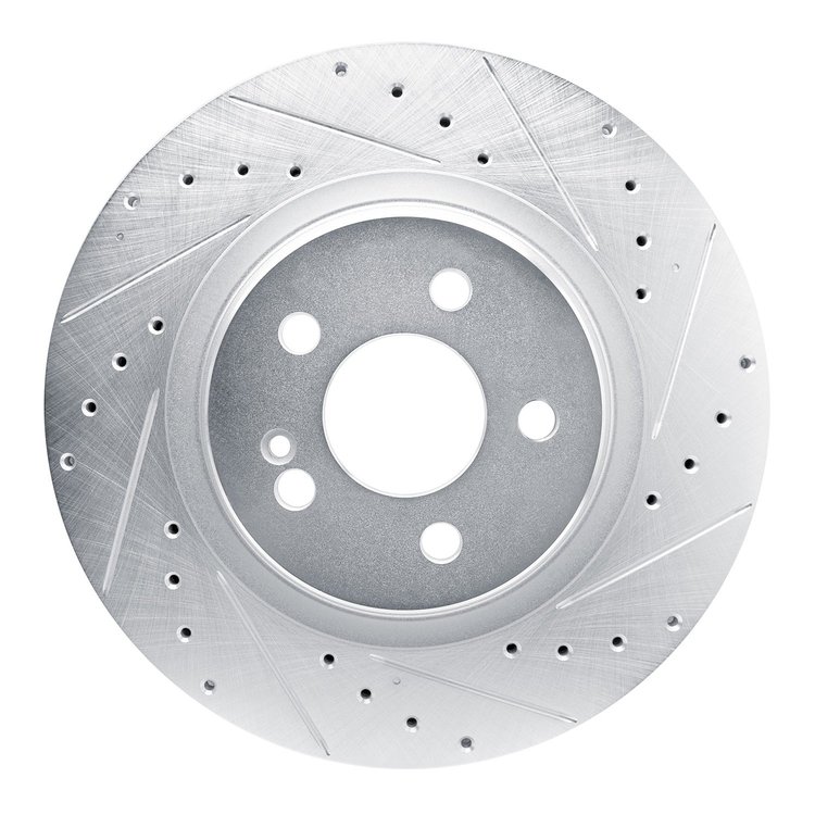 631-63183R Drilled/Slotted Brake Rotor [Silver], Fits Select Mercedes-Benz, Position: Rear Right