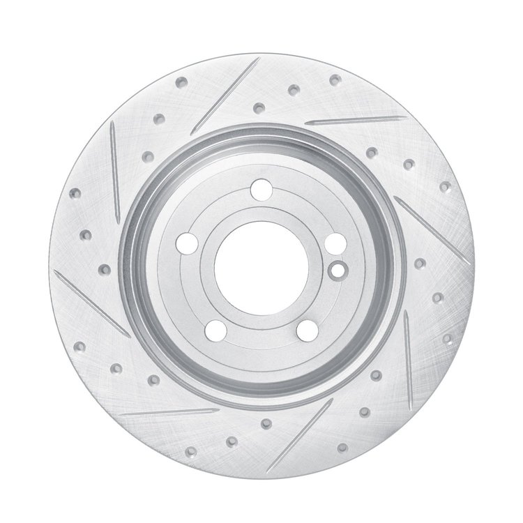 631-63187L Drilled/Slotted Brake Rotor [Silver], Fits Select Mercedes-Benz, Position: Rear Left