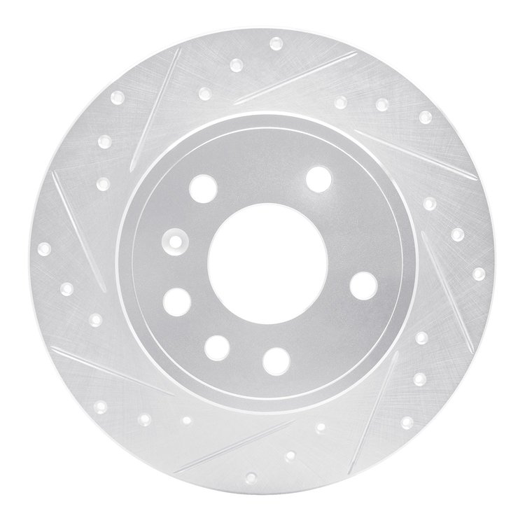 631-65010L Drilled/Slotted Brake Rotor [Silver], 1997-2008 GM, Position: Rear Left