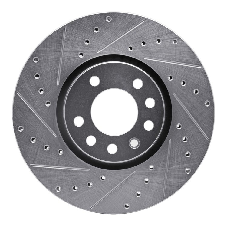 631-65013L Drilled/Slotted Brake Rotor [Silver], 1999-2010 GM, Position: Front Left