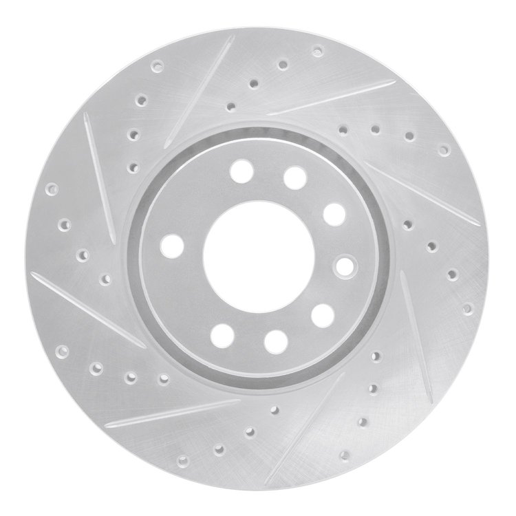 631-65016L Drilled/Slotted Brake Rotor [Silver], 2003-2011 GM, Position: Front Left