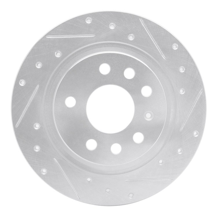 631-65017R Drilled/Slotted Brake Rotor [Silver], 2003-2011 GM, Position: Rear Right