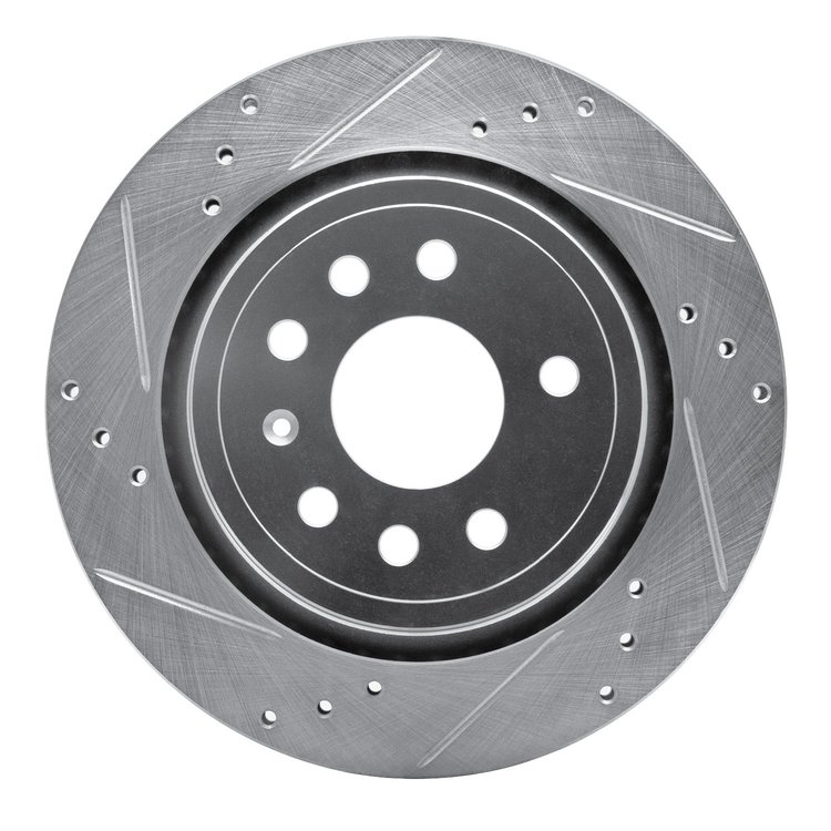 631-65018L Drilled/Slotted Brake Rotor [Silver], 2003-2011 GM, Position: Rear Left