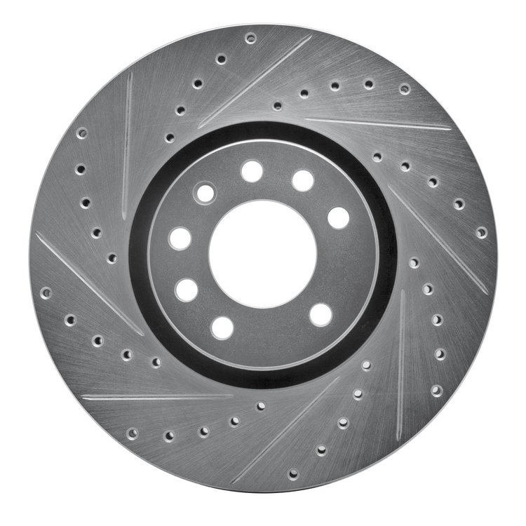 631-65019L Drilled/Slotted Brake Rotor [Silver], 2003-2011 GM, Position: Front Left