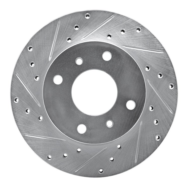 631-67028L Drilled/Slotted Brake Rotor [Silver], 1989-2013 Multiple Makes/Models, Position: Front Left