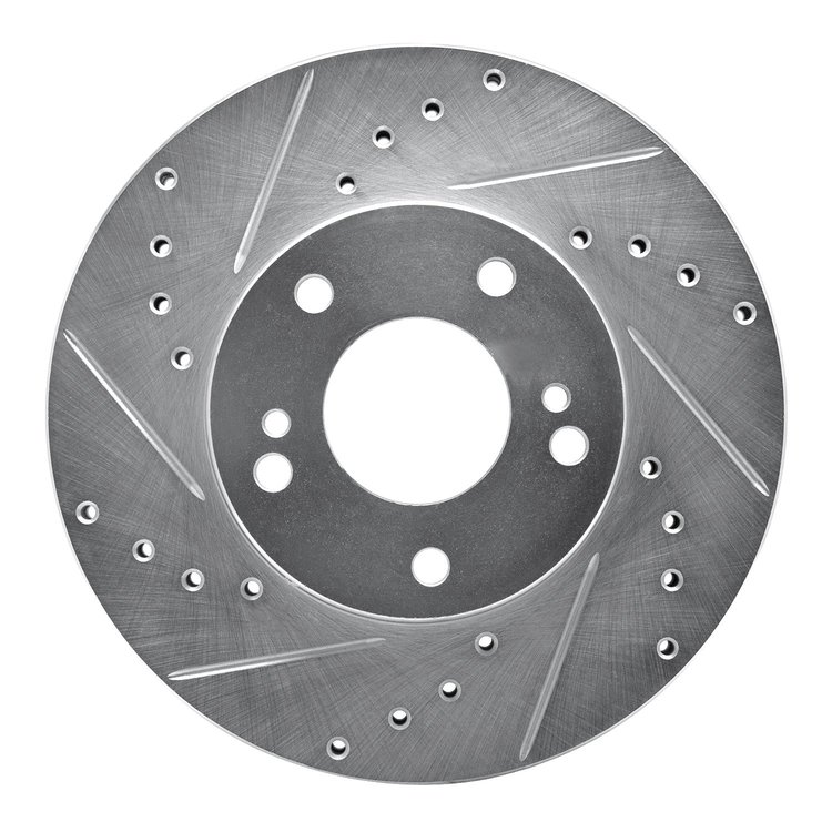 631-67033L Drilled/Slotted Brake Rotor [Silver], 1989-1990 Infiniti/Nissan, Position: Front Left