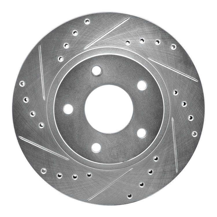 631-67048L Drilled/Slotted Brake Rotor [Silver], 1999-2001 Infiniti/Nissan, Position: Front Left