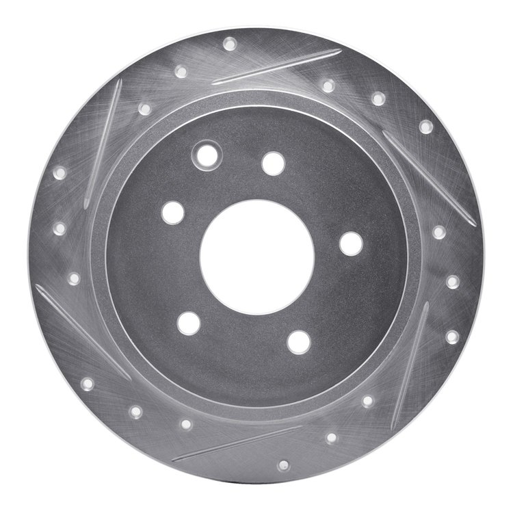 631-67050L Drilled/Slotted Brake Rotor [Silver], Fits Select Multiple Makes/Models, Position: Rear Left